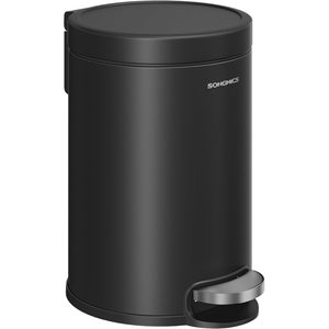 SONGMICS Cos de gunoi cu pedala 6 litri, capac soft-close si galeata interioara, otel, 26x21x28 cm, negru