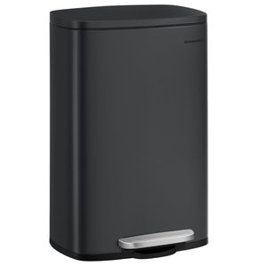 SONGMICS Cos de gunoi din inox cu pedala, capac soft close si galeata interioara detasabila, 50 litri, 43x37x63 cm, negru