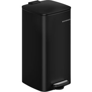SONGMICS Cos gunoi 34x29x54 cm, 30L, cu pedala, capac silentios si galeata interioara detasabila, negru