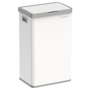 SONGMICS Cos de gunoi din inox, cu senzor si soft-close, 68 litri, 41x30x67 cm, alb