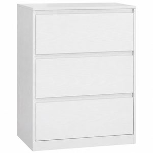 VASAGLE Comoda cu 3 sertare, design modern minimalist, PAL si MDF, 60x40x75 cm, alb
