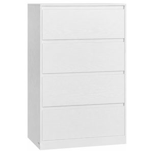 VASAGLE Comoda cu 4 sertare, design modern minimalist, PAL si MDF, 60x40x97 cm, alb