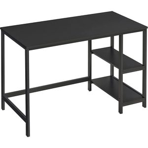 VASAGLE Birou calculator cu raft lateral reglabil, cadru metalic, stil industrial, 120x60x76 cm, negru