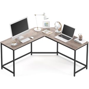 VASAGLE Birou de colt in forma L, cadru metalic, stil industrial, 149x149x76 cm, gri stejar