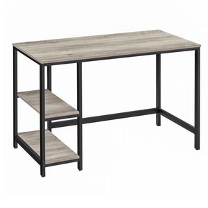 VASAGLE Birou cu 2 rafturi pe stanga sau dreapta, cadru din otel, 60x120x75cm, industrial, gri stejar