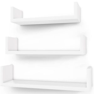 SONGMICS Rafturi plutitoare de perete, set 3 bucati, MDF, 30, 35 si 40 cm, alb