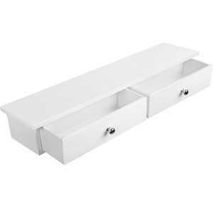 SONGMICS Raft de perete plutitor cu 2 sertare, MDF, sarcina 15kg, 15x65x10cm, alb