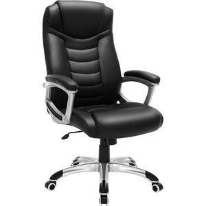 SONGMICS Scaun ergonomic de birou reglabil pe inaltime, piele ecologica, maxim 150 kg, 53x54x115 cm, negru