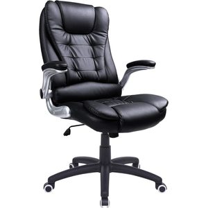 SONGMICS Scaun de birou ergonomic cu tetiera, spatar inalt, brate rabatabile, maxim 150 kg, 76x70x(111-121) cm, negru