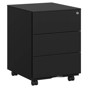 SONGMICS Dulap mobil rollbox pentru birouri, 3 sertare pentru documente, corp pre-asamblat, 45x39x54 cm, negru