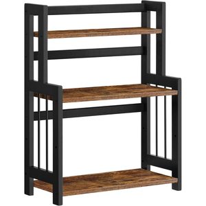 SONGMICS Etajera condimente 3 niveluri, raft bucatarie din bambus si PAL, 41x18x53 cm, maro rustic