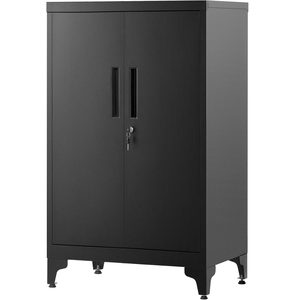 SONGMICS Dulap de birou multifunctional, din otel, 2 usi cu incuietoare, 40x60x90 cm, negru