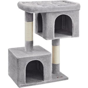 FEANDREA Ansamblu de joaca pisici, tip copac, culcus, 2 ascunzatoare, 68x48x101 cm, gri