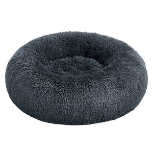 FEANDREA Pat pufos pentru caini si pisici, cu husa detasabila, lavabila, plus moale cu fir lung, 60 cm, gri inchis