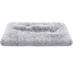 FEANDREA Pat pufos pentru caini sau pisici, captuseala moale cu fir lung, lavabil la masina, XL, 110x73cm, gri deschis