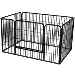 FEANDREA Tarc pentru caini din panouri de fier, cu usa de acces, XXL, 122x80x70cm, negru