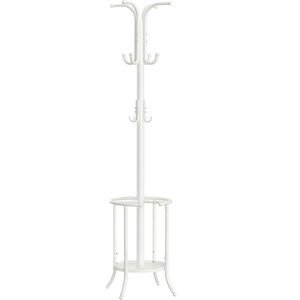 SONGMICS Cuier pentru haine, cu suport de umbrele, 12 agatatori, 175 cm, alb