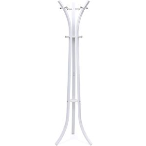 SONGMICS Cuier metalic 176x50x50 cm, cu 9 carlige, otel vopsit si plastic ABS, alb