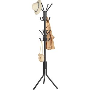 SONGMICS Cuier metalic tip pom cu 16 carlige, 43x48x175 cm, negru