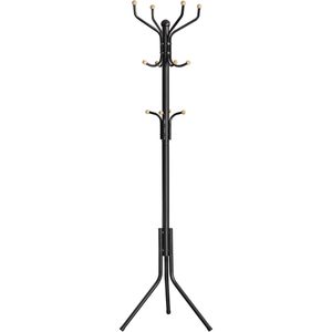 VASAGLE Cuier pentru haine, din otel, tip pom, cu 12 carlige, 182cm, negru