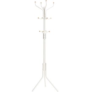 SONGMICS Cuier pentru haine cu 12 carlige pe 3 nivele, metalic, inaltime 182 cm, alb crem