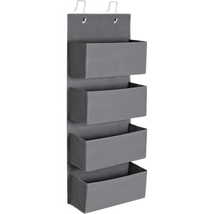 SONGMICS Organizator suspendat cu 4 compartimente, raft textil pentru usa sau perete, 33.5x12x100 cm, gri