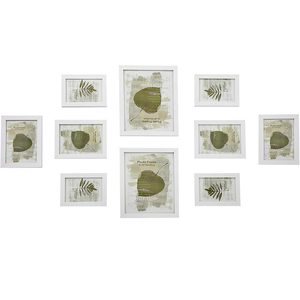 SONGMICS set rame foto 10 buc, 28x24 / 21x16 / 18x13 cm, alb, montaj perete sau birou, MDF si plastic