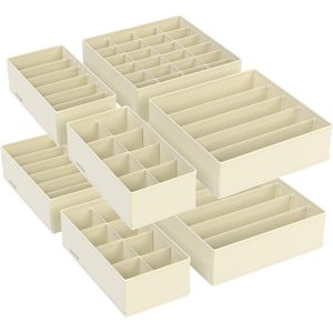 SONGMICS Organizator lenjerie set 8 cutii pliabile din material textil, pentru sertare si dulap, bej
