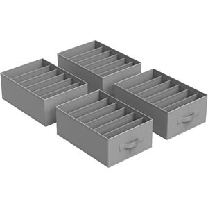 SONGMICS Organizatoare dulap set 4 bucati, 6 compartimente, pliabile, 42x30x17 cm, gri