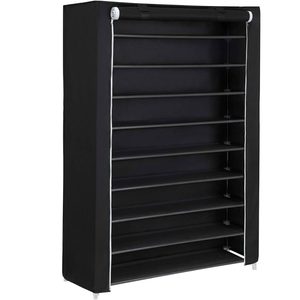 SONGMICS Raft pentru pantofi pe 10 nivele, pana la 54 de perechi pantofi, textil, 100x28x162cm, negru