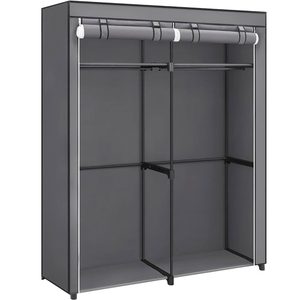 SONGMICS Garderoba pentru depozitarea hainelor, din material textil, cu 2 bare pentru umerase, 43x140x174cm, gri