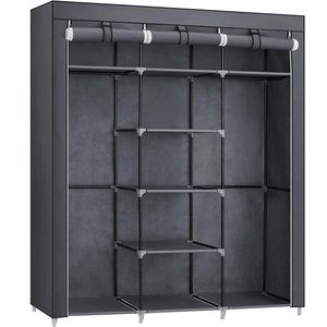 SONGMICS Garderoba pentru depozitarea hainelor, din material textil, cu 3 compartimente, 45x150x175cm, gri