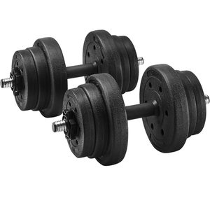 SONGMICS Set 2 gantere reglabile pentru fitness, 2x10 kg, cu discuri ajustabile, negru