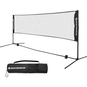 SONGMICS Fileu badminton portabil cu geanta transport, pentru tenis si volei, 500x103 cm, inaltime reglabila pana la 155 cm