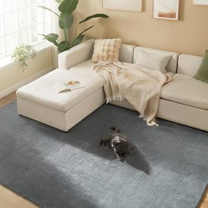 SONGMICS Covor decorativ antiderapant, lavabil la masina, 200×290 cm, gri