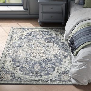 SONGMICS Covor decorativ antiderapant, stil vintage, lavabil la masina, 120×170 cm, gri