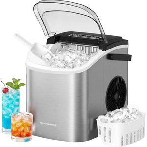 SONGMICS Masina cuburi gheata, 12 kg/24h, 2 dimensiuni, autocuratare, 31x25x32 cm, gri