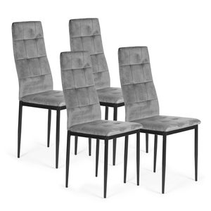 Homelux Set de 4 scaune de masă din piele de căprioară gri