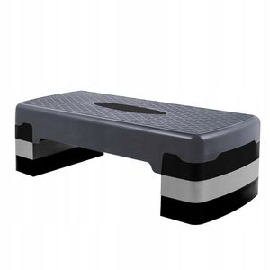 Stepper aerobic fitness, ajustabil 3 nivele, sarcina 350 kg, 28x68x20cm, negru si gri
