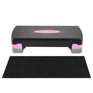 Stepper aerobic, ajustabil in 2 trepte, gri/roz, greutate maxima 250 kg, cu covoras de protectie