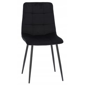Scaun living tapitat cu catifea, spatar matlasat, 44x54x89 cm, negru