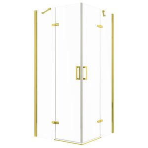 Kerra Cabină de duș pătrată Flow Gold cu ușă batantă 90 cm