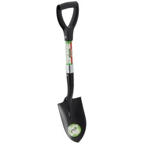 Lopata mini cu lama ascutita, maner fibra de sticla, cap metalic, 68 cm, maner tip D, verde si negru