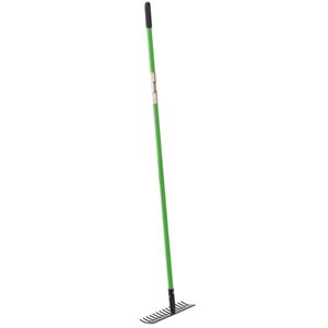 Grebla pentru gradina cu maner din fibra de sticla si cap din otel, 35x8x148 cm, verde si negru