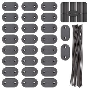 Set accesorii montaj prindere panou de gard din PVC, 26 cleme si 26 agrafe de fixare, gri inchis