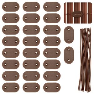 Set accesorii montaj prindere panou de gard din PVC, 26 cleme si 26 agrafe de fixare, maro