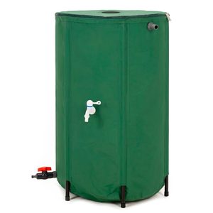 Rezervor pliabil pentru colectarea apei de ploaie, 250 L, PVC 1000D, cu 2 robinete si sistem preaplin, verde