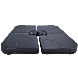 Suport baza umbrela 50x50x8 cm, set 4 elemente umplere cu apa sau nisip, manere metalice, plastic rezistent, negru