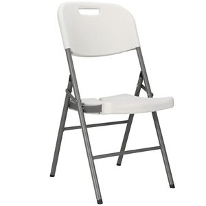 Scaun pliabil HDPE cu cadru metalic, pentru catering sau gradina, 46x53x86 cm, 150 kg, alb