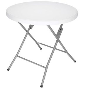 Masa pliabila rotunda pentru gradina sau catering 75x80 cm, HDPE si metal, alb
